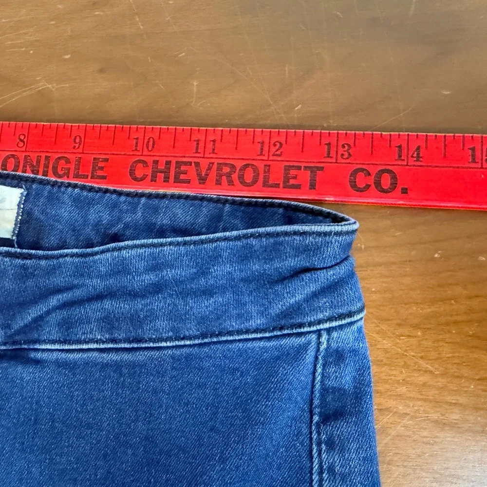 Free People Jeans Women 27 Blue Just Float On Flare High Rise Raw Hem Stretch